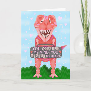Cartes Pour Fêtes Annuelles Funny Valentine's Day T Rex Dinosaur Humour mignon