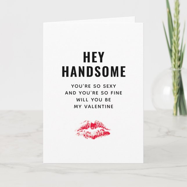 Cartes Pour Fêtes Annuelles Funny Valentines Poème de Jour Boyfriend Red Kiss  (Devant)