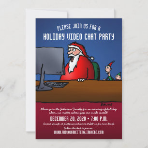 Cartes Pour Fêtes Annuelles Funny Video Santa Chat Party Invite