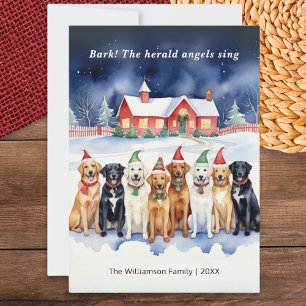 Cartes Pour Fêtes Annuelles Funny Watercolor Chiens chantant Noël Carols