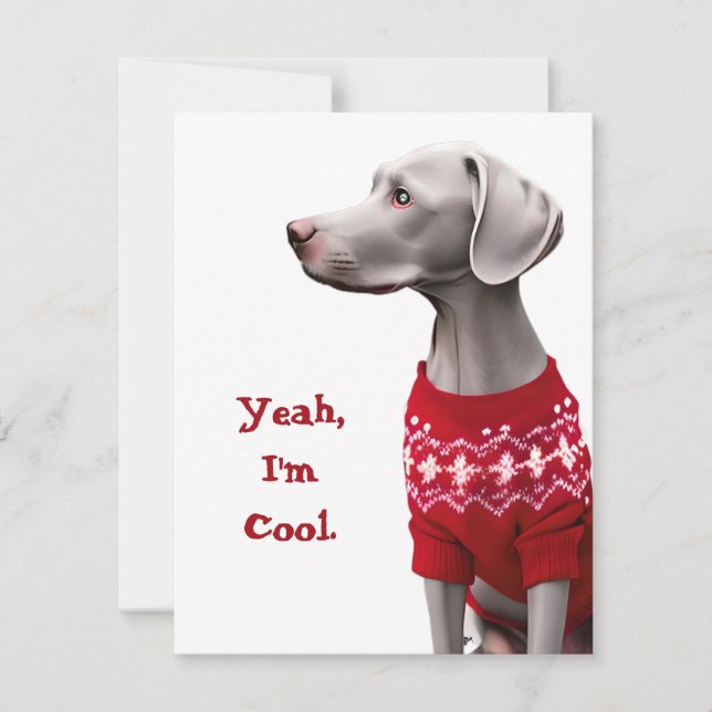 Cartes Pour Fêtes Annuelles Funny Weimaraner dans le pull de Noël (Devant)