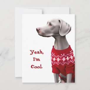 Cartes Pour Fêtes Annuelles Funny Weimaraner dans le pull de Noël