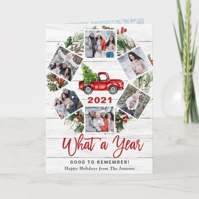 Cartes Pour Fêtes Annuelles Funny What a Year 2021 Christmas Red Truck 6 PHOTO (Devant)