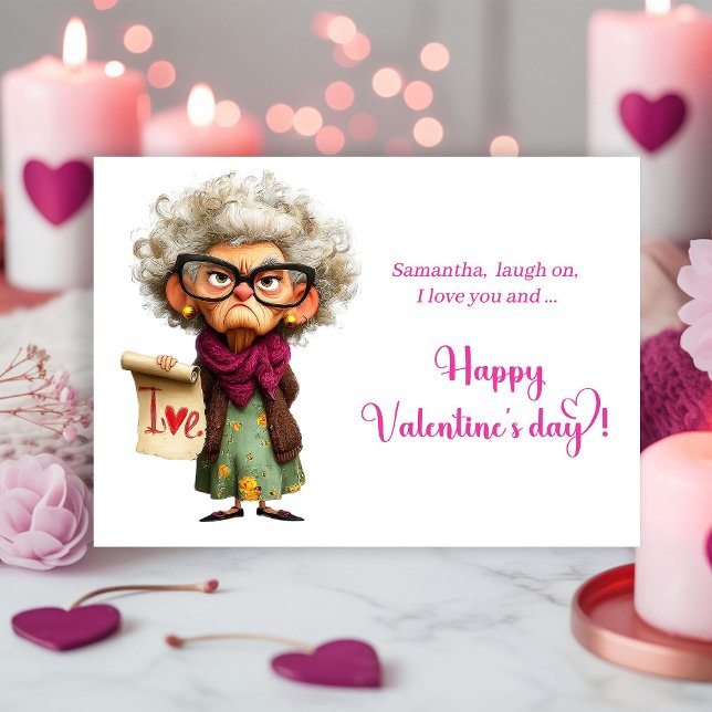 Cartes Pour Fêtes Annuelles Funny Whimsical Lady Bringing Charm Valentine (Funny Whimsical Lady Bringing Charm Valentine)