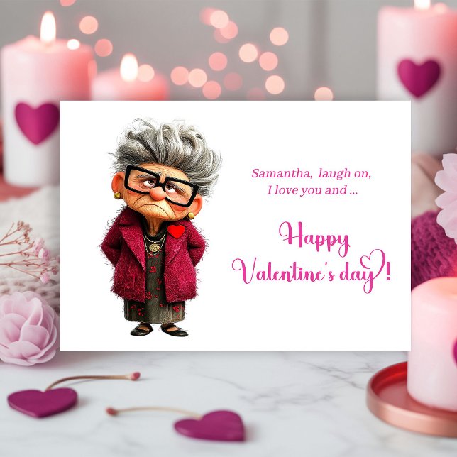 Cartes Pour Fêtes Annuelles Funny Whimsical Lady Hot Pink Joy Valentine (Funny Whimsical Lady Hot Pink Joy Valentine

)