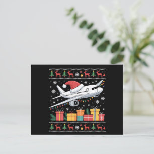 Cartes Pour Fêtes Annuelles Funny Xmas Lighting Tree Père Noël avion laid