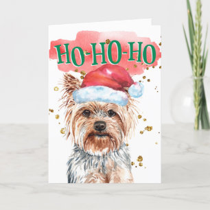 Cartes Pour Fêtes Annuelles Funny Yorkshire terrier Santa chapeau yappy howlid
