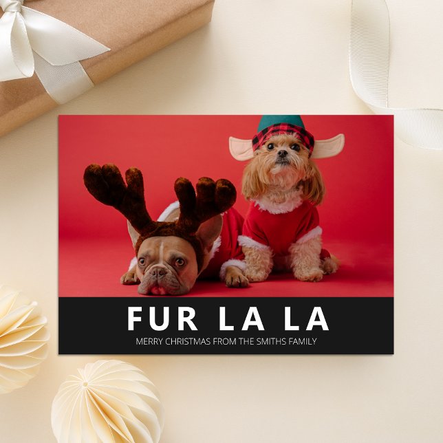 Cartes Pour Fêtes Annuelles Fur La Black Modern Pet Photo de Noël (Créateur téléchargé)