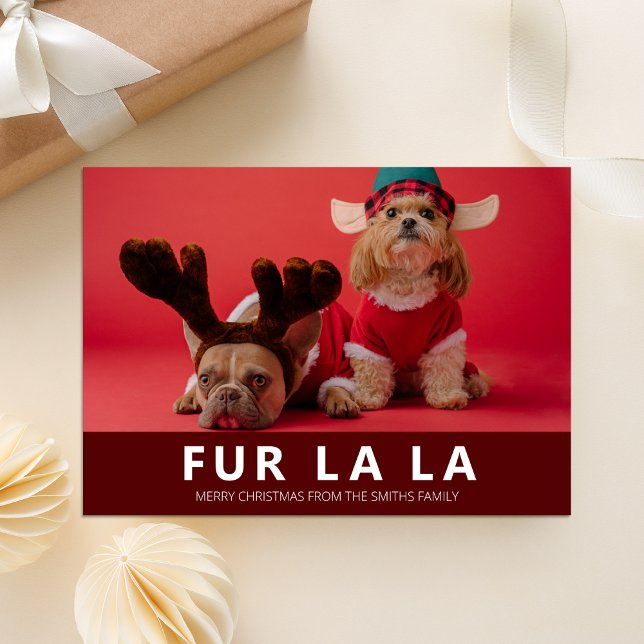 Cartes Pour Fêtes Annuelles Fur La Red Modern Animal Photo de Noël (Créateur téléchargé)