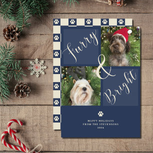 Cartes Pour Fêtes Annuelles Fureur et brillant bleu marine 2 Photo Chien