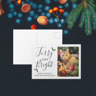 Cartes Pour Fêtes Annuelles Furry and Bright Pet Photo de Christmas