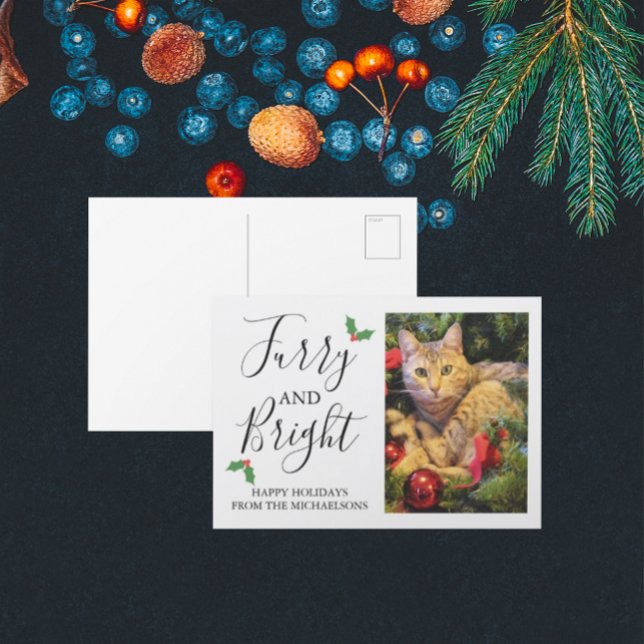 Cartes Pour Fêtes Annuelles Furry and Bright Pet Photo de Christmas (Créateur téléchargé)