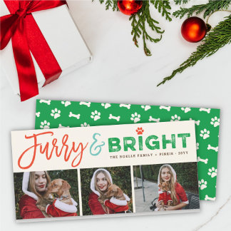 Cartes Pour Fêtes Annuelles Furry & Bright Typography Amoureux des chiens 3 Ph