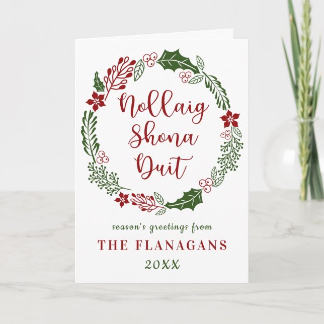 Cartes Pour Fêtes Annuelles Gaelic irlandais Joyeux Noël, personnalisé (Devant)