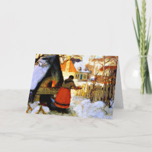 Cartes Pour Fêtes Annuelles Gagnon - Heating the Oven, Winter Scene