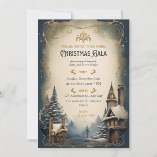 Cartes Pour Fêtes Annuelles Gala de Noël Vintage Or