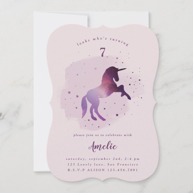 Cartes Pour Fêtes Annuelles Galaxie magique de Noël licorne (Devant)