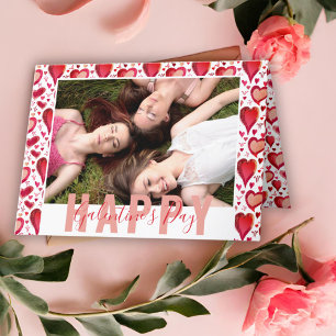 Cartes Pour Fêtes Annuelles Galentine`s Day Red Hearts Dessin Ami Photo