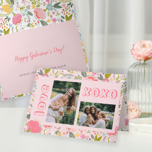 Cartes Pour Fêtes Annuelles Galentine's Day floral 2 photo collage rose xoxo