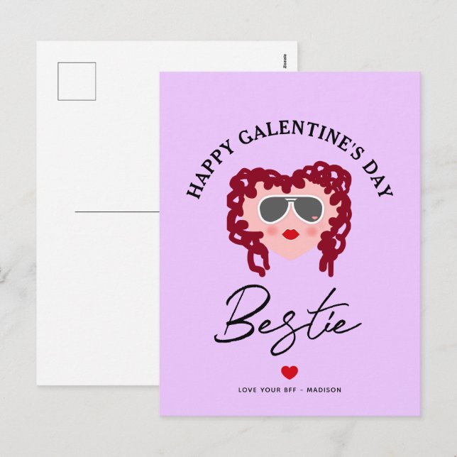 Cartes Pour Fêtes Annuelles Galentines Journée meilleur ami Coeur pourpre Vale (Devant / Derrière)
