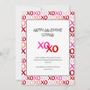Cartes Pour Fêtes Annuelles Galentines rose et rouge XOXO Moderne meilleur ami