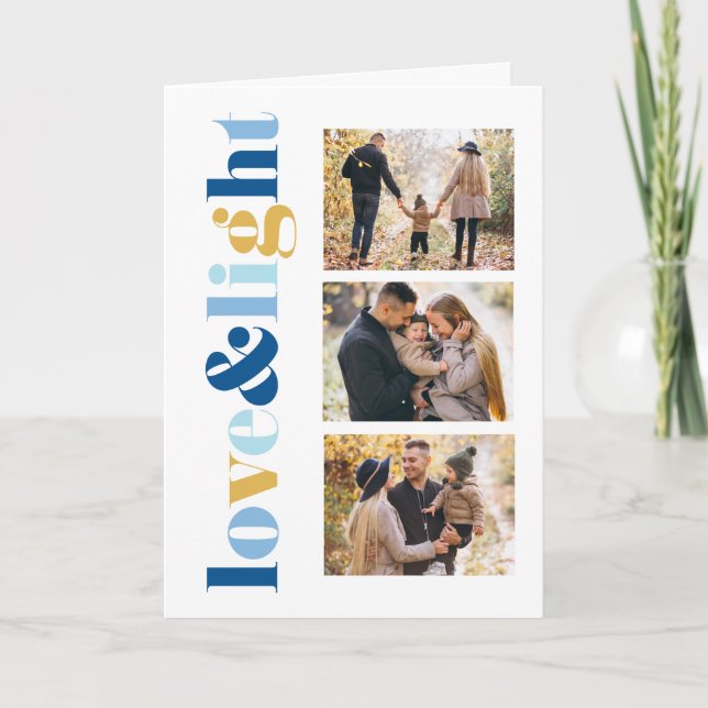 Cartes Pour Fêtes Annuelles Galerie "Amour et Lumière" de 3 Photos Hanoukka (Devant)