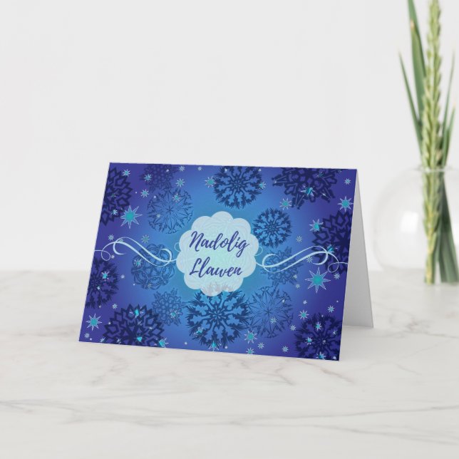 Cartes Pour Fêtes Annuelles Gallois Noël Nadolig Llawen Snowflakes (Devant)