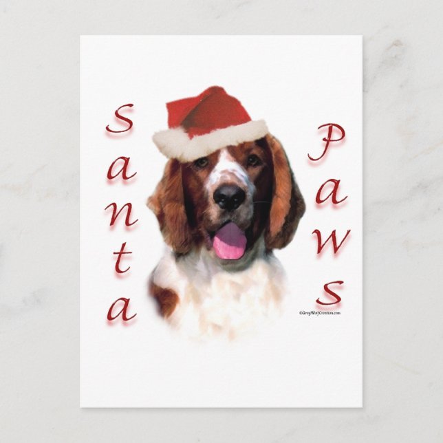 Cartes Pour Fêtes Annuelles Gallois Springer Spaniel Père Noël Paws (Devant)