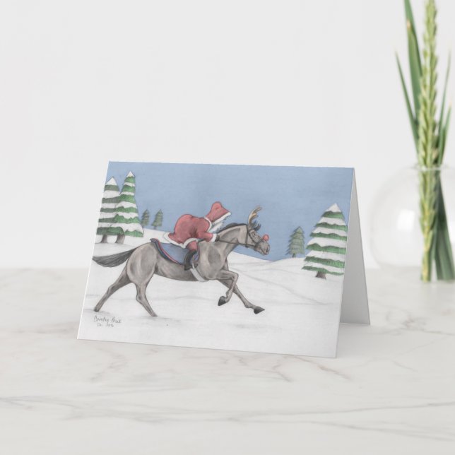Cartes Pour Fêtes Annuelles Galloping Père Noël (Devant)