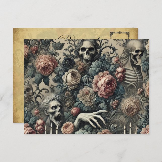 Cartes Pour Fêtes Annuelles Gambit de Ghoul - gothique victorien (Devant / Derrière)