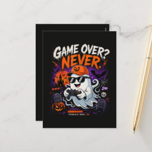 Cartes Pour Fêtes Annuelles Game Over Jamais Drôle Gamer Fantôme Halloween