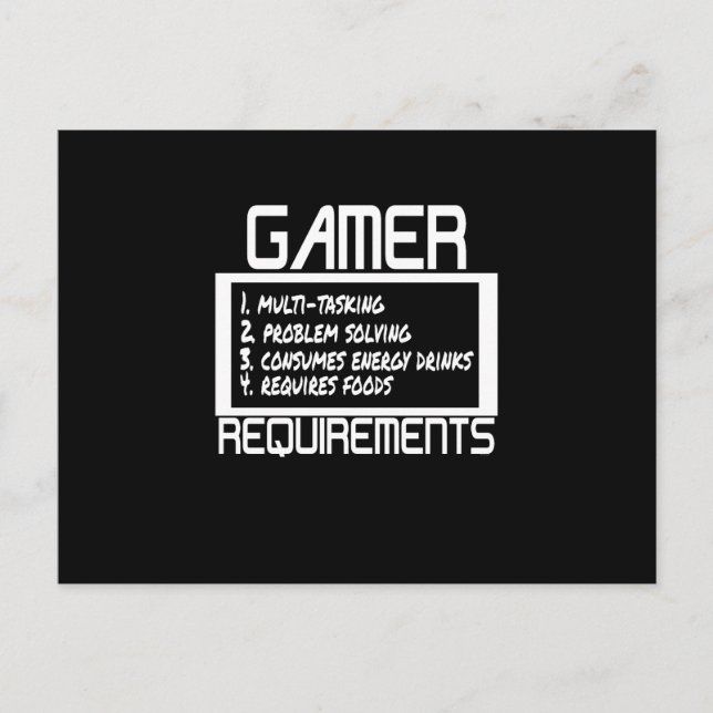 Cartes Pour Fêtes Annuelles Gamer Exigences Funny Gamers Jeu (Devant)