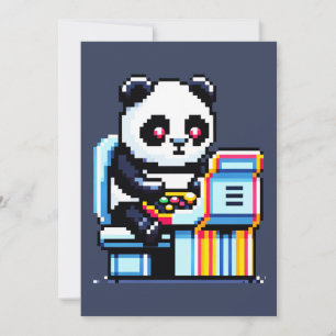 Cartes Pour Fêtes Annuelles Gamer Panda - Joli Pixel Art Arcade Design