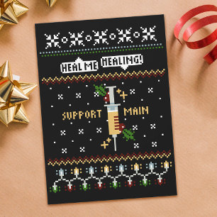 Cartes Pour Fêtes Annuelles Gamer Support Main Pixel Art Syringe Noël