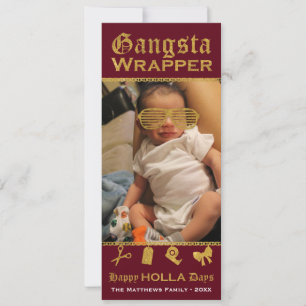 Cartes Pour Fêtes Annuelles Gangsta Wrapper Joyeux HOLLA Jours Noël