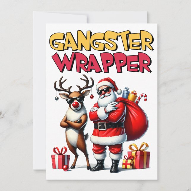 Cartes Pour Fêtes Annuelles Gangster emballé pour cadeau de Noël (Devant)