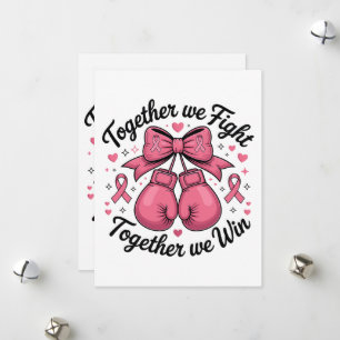 Cartes Pour Fêtes Annuelles Gants de boxe Ruban rose Sensibilisation au cancer