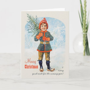 Cartes Pour Fêtes Annuelles Garçon avec un arbre de Noël Jenny Nyström CC0934