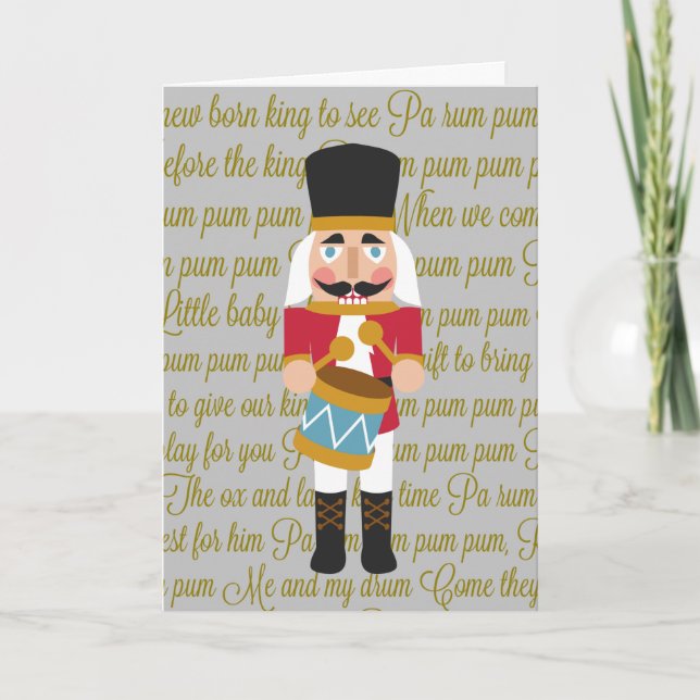 Cartes Pour Fêtes Annuelles Garçon de batteur de Noël d'or petit (Devant)