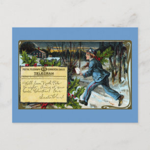 Cartes Pour Fêtes Annuelles Garçon de télégraphe faisant Noël de cru de la