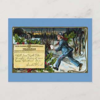 Cartes Pour Fêtes Annuelles Garçon de télégraphe faisant Noël de cru de la