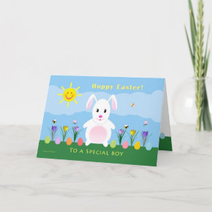 Cartes Pour Fêtes Annuelles Garçon Joyeuses Pâques - lapin de Pâques