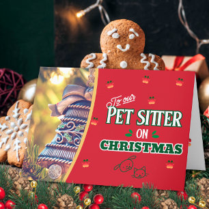 Cartes Pour Fêtes Annuelles Garde d'animaux pour Noël Pattes de Noël Chat et c