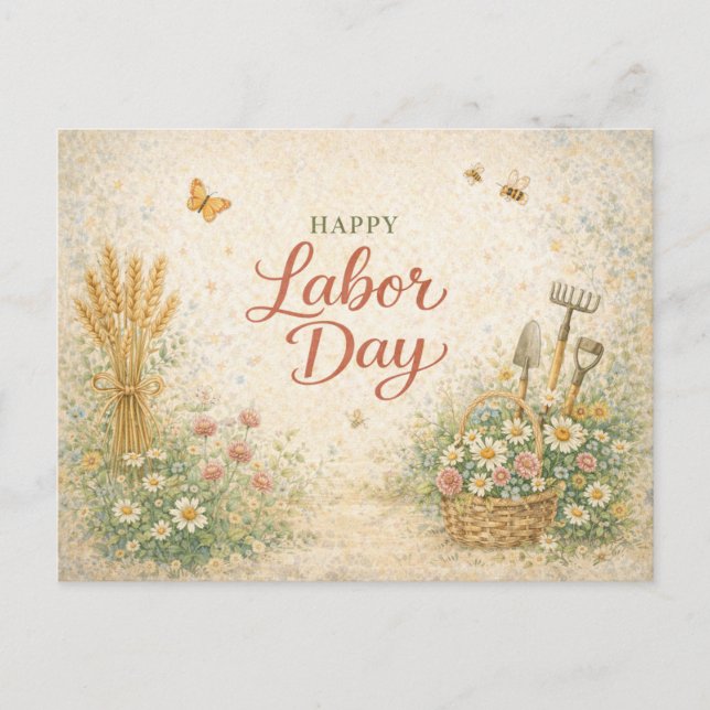 Cartes Pour Fêtes Annuelles Gardeners Floral Tools Happy Labor Day (Devant)