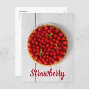 Cartes Pour Fêtes Annuelles Gâteau aux fraises à la menthe sur bois blanc