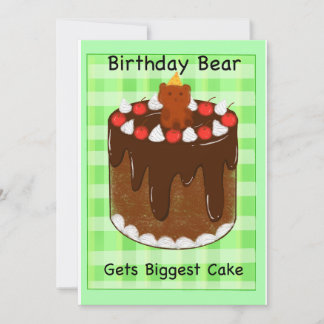 Cartes Pour Fêtes Annuelles Gâteau d'anniversaire avec ours de fête Thème Cart
