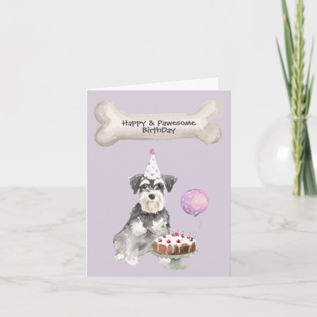 Cartes Pour Fêtes Annuelles Gâteau d'anniversaire Schnauzer Miniature (Devant)