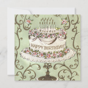 Cartes Pour Fêtes Annuelles Gâteau d'anniversaire vintage
