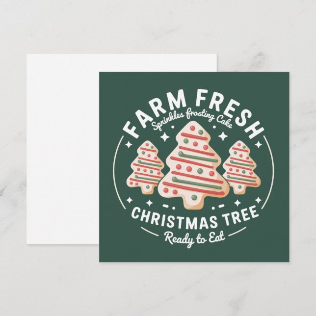 Cartes Pour Fêtes Annuelles Gâteau d'arbre de Noël frais de la ferme Vacances  (Devant / Derrière)