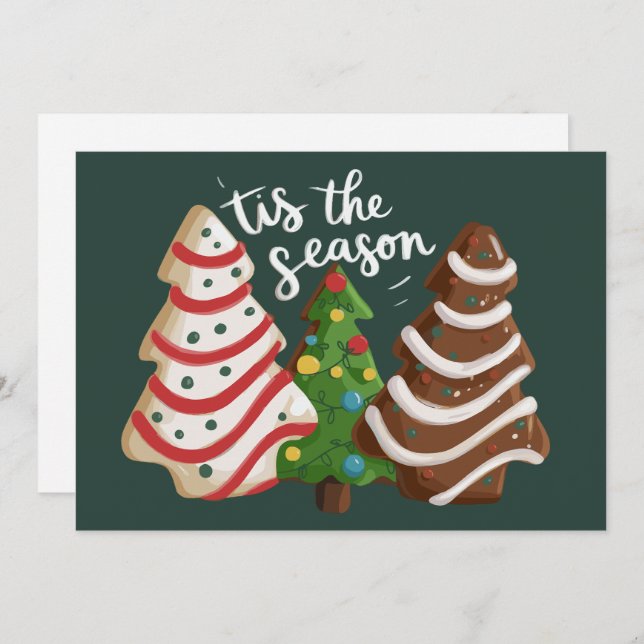 Cartes Pour Fêtes Annuelles Gâteau De Noël C'Est La Saison Noël Fêtes (Devant / Derrière)